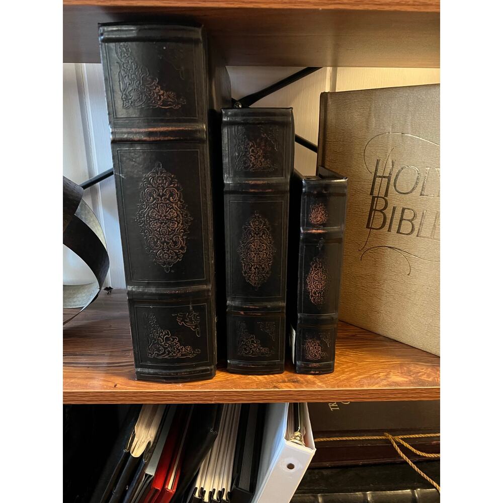 Vintage Decorative Hidden Storage Faux Leather Wooden Book Boxes